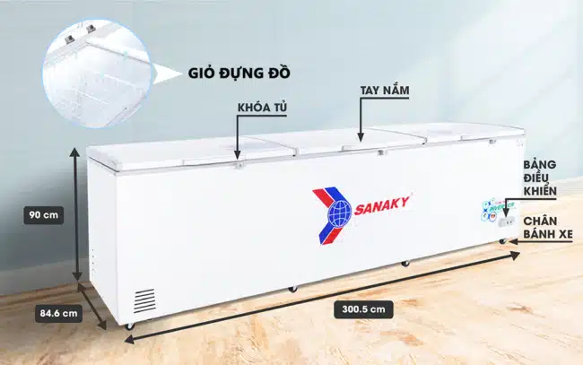 Chi tiết thông số tủ đông Sanaky VH-1399HY3 1143.5 lít inverter