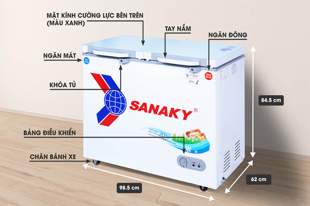 Mô tả chi tiết tủ đông Sanaky VH-2599W2KD