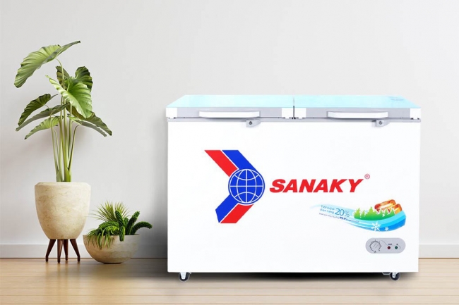 Dòng tủ đông Sanaky 1 ngăn đông 2 cánh dỡ nắp phủ kính cường lực