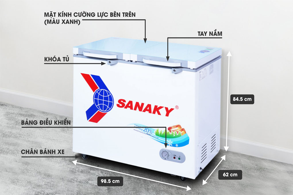 Chi tiết thông số kỹ thuật của tủ đông Sanaky VH-2599A2KD