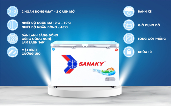 Một số tính năng nổi bật của tủ đông Sanaky VH-3699W2KD dàn đông 2 ngăn đông mát