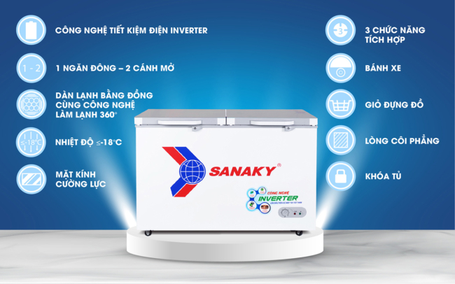Các tính năng nổi bật của tủ đông Sanaky inverter 235 lít VH-2899A4K