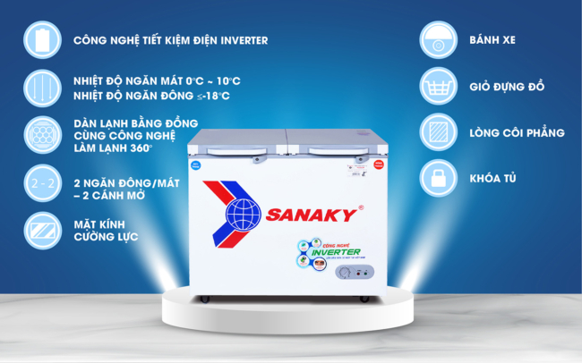 Các tính năng nổi bật của tủ đông Sanaky VH-2599W4K inverter
