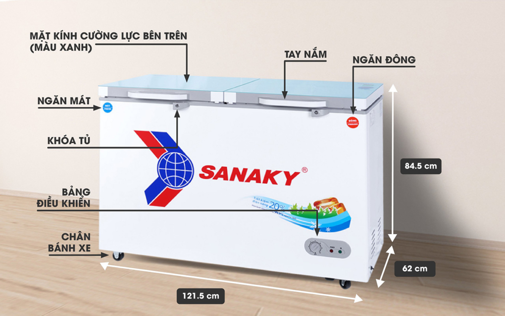 Mô tả thông số kỹ thuật của tủ đông Sanaky VH-3699W2KD 260 lít