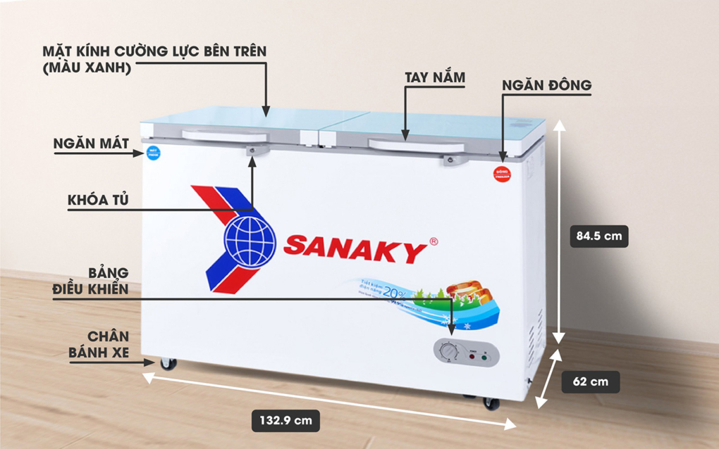 Mô tả thông số kỹ thuật của tủ đông Sanaky VH-4099W2KD