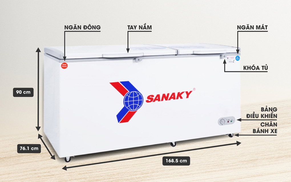 Mô tả thông số kỹ thuật tủ đông Sanaky VH-668W2