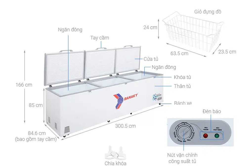 Mô tả chi tiết thông số của tủ đông Sanaky inverter VH-1399HY3