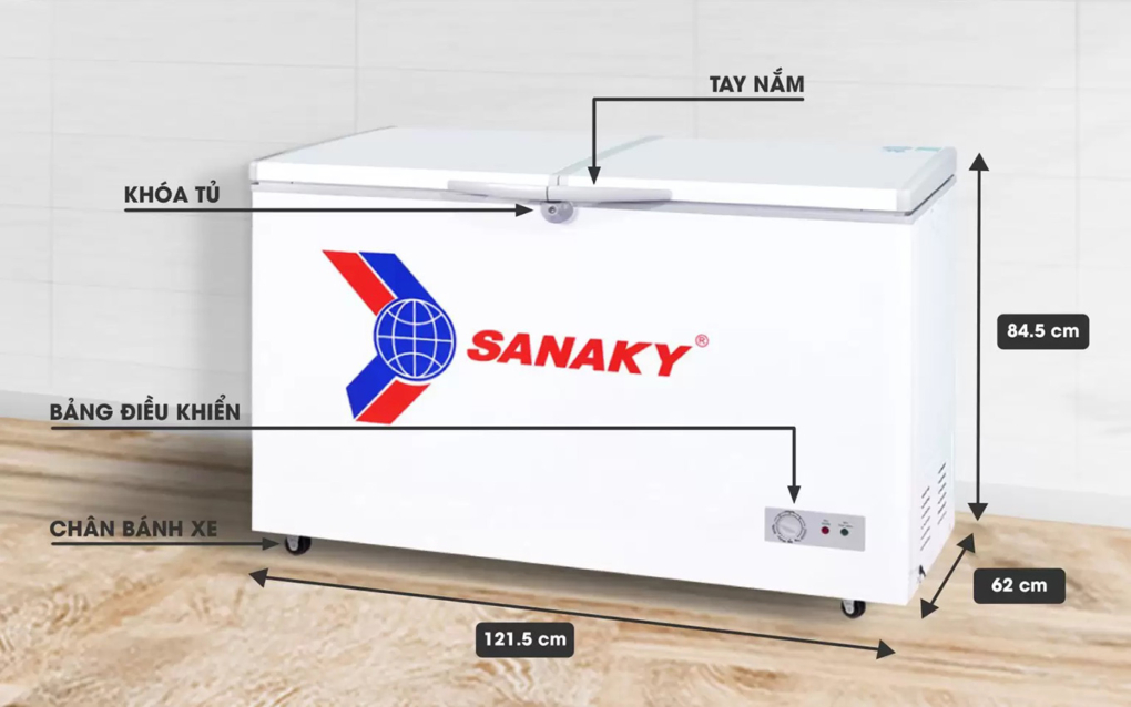 Mô tả thông số kỹ thuật của tủ đông Sanaky VH-365A2 270 lít