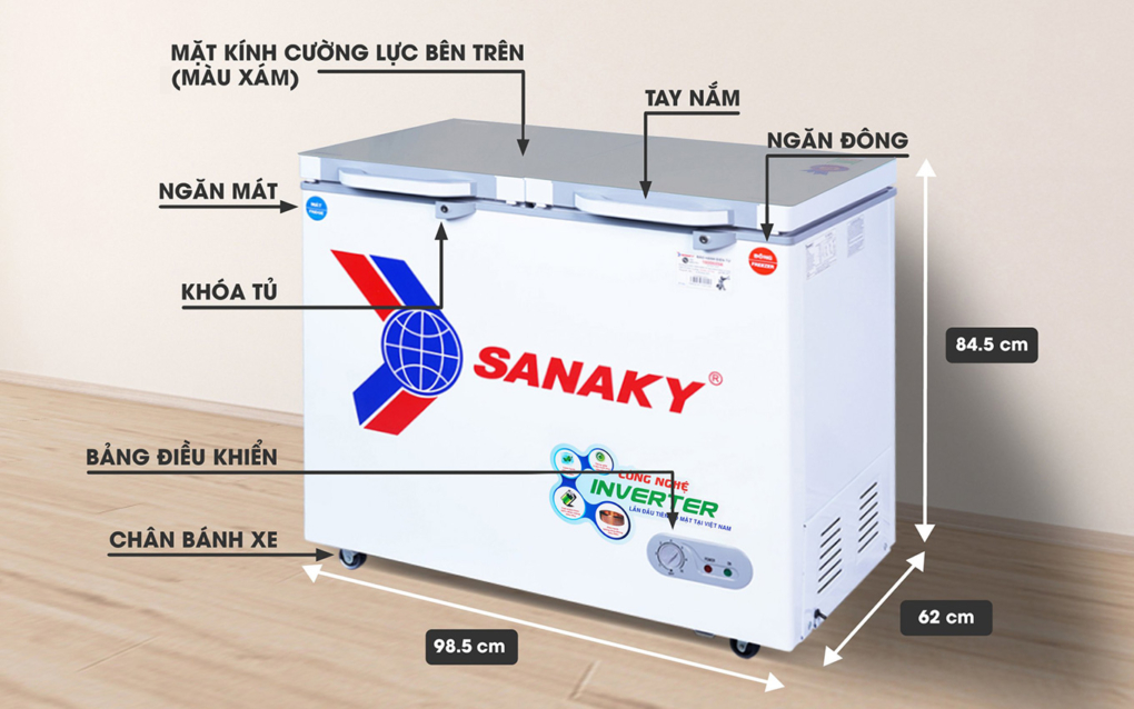 Mô tả chi tiết thông số kỹ thuật tủ đông Sanaky inverter VH-2599W4K