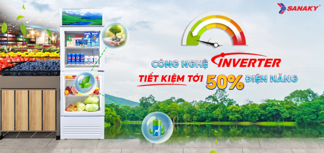 Tủ mát Sanaky 200 lít VH-2588KW3 có công nghệ inverter tiết kiệm điện