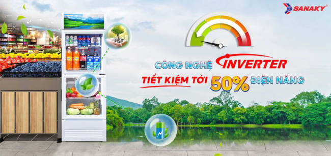 Tủ mát Sanaky 350 lít VH-4088KW3 có công nghệ inverter tiết kiệm điện