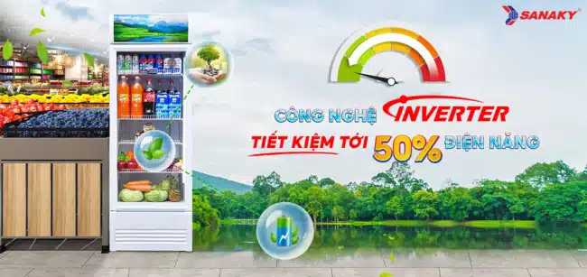 Tủ mát Sanaky inverter 350 lít VH-4099K3 công nghệ inverter tiết kiệm đến 50% điện năng