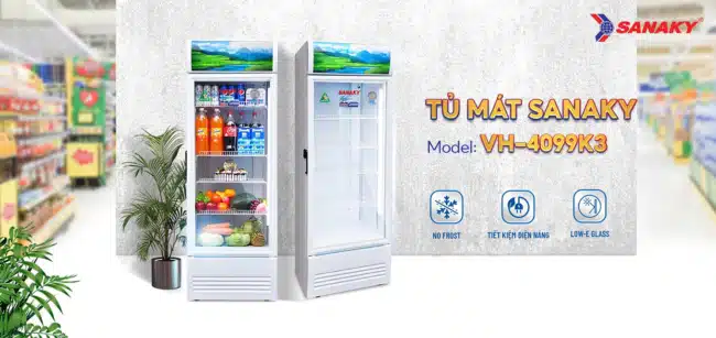 Tủ mát Sanaky inverter 350 lít VH-4099K3 dàn lạnh đồng không đóng tuyết