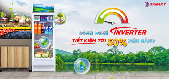 Tủ mát Sanaky VH-4588K3 có công nghệ inverter tiết kiệm điện năng