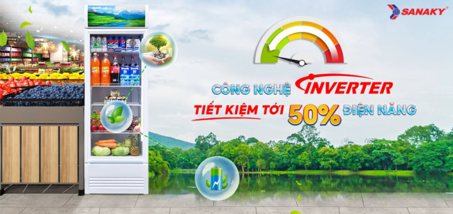 Tủ mát Sanaky inverter VH-4599K3 có công nghệ inverter tiết kiệm lên đến 50% điện năng