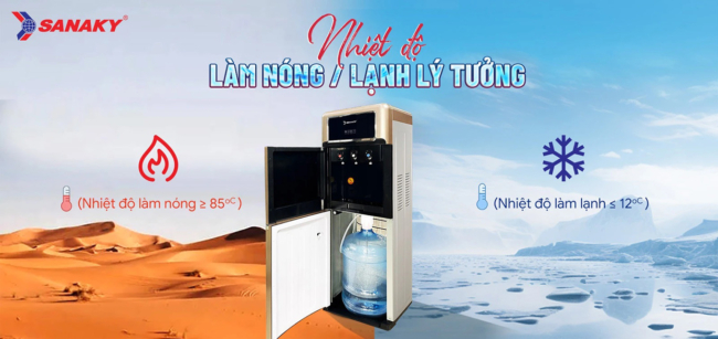 Cây nước nóng lạnh Sanaky SNK-2317BG với Block máy hoạt động làm nóng lạnh nước uống ở nhiệt độ lý tưởng