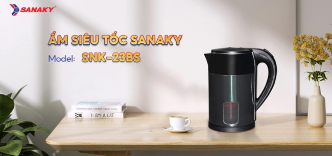 Bình đun siêu tốc Sanaky SNK-23BS có thết kế hiện đại sử dụng an toàn