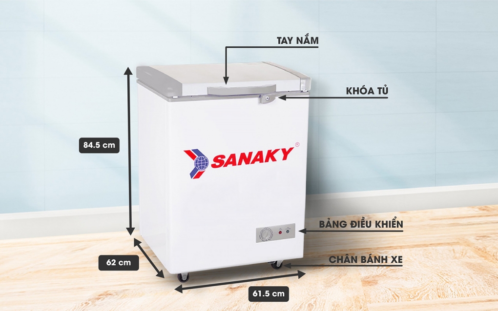 Mô tả chi tiết kỹ thuật của tủ đông Sanaky VH-150HY2 100 lít