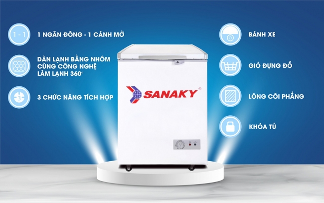 Một số tính năng nổi bật của tủ đông Sanaky VH-150HY2 dung tích 100 lít