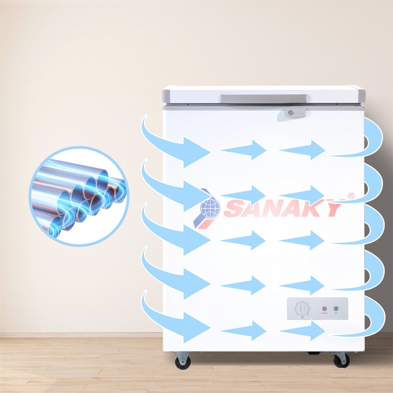 Tủ đông Sanaky 100 lít VH-1599HY Dàn lạnh ống đồng kết hợp công nghệ làm lạnh 365 độ