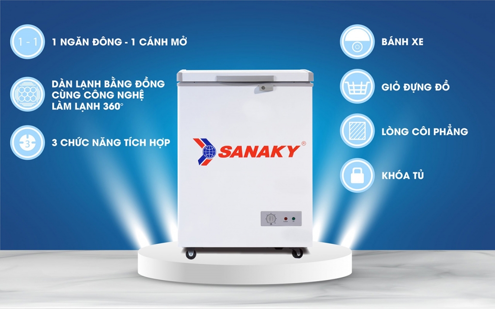 Các tính năng nổi bật của tủ đông mini Sanaky VH-1599HY 100 lít dàn đồng