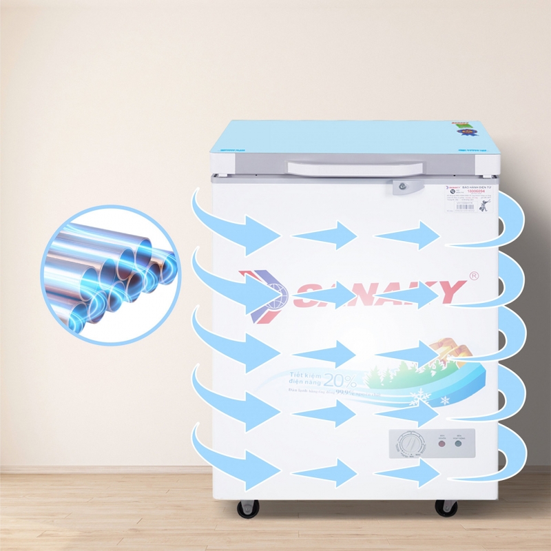 Tủ đông Sanaky VH-1599HYKD dàn lạnh ống đồng