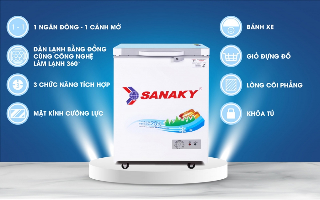 Các tính năng nổi bật của tủ đông Sanaky VH-1599HYKD dung tích 100 lít