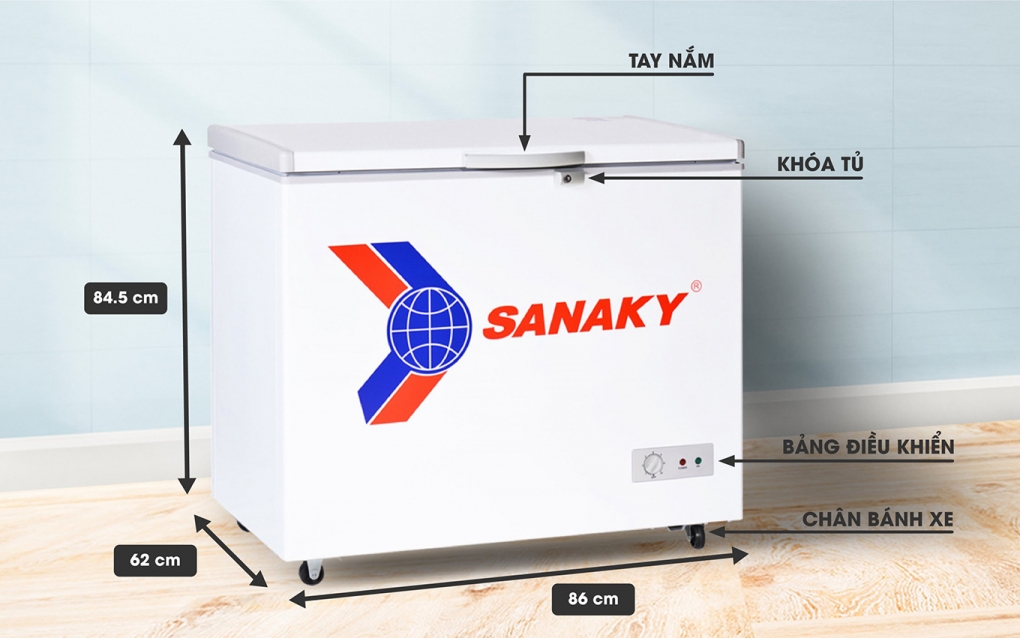 Mô tả chi tiết thông số kỹ thuật của tủ đông Sanaky VH-225HY2