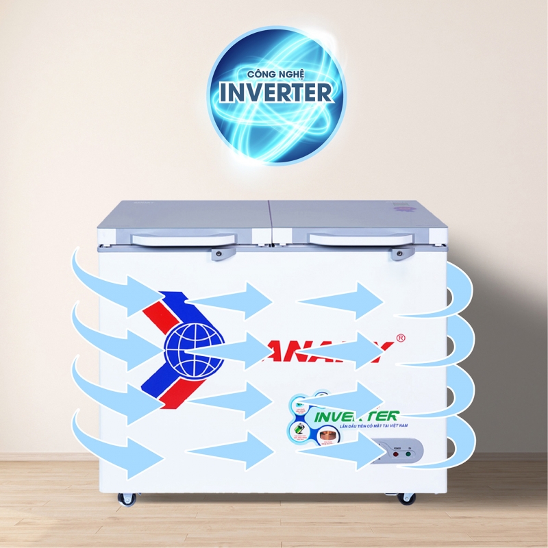 Công nghệ inverter vượt trội kết hợp với công nghệ làm lạnh 360 độ giúp cho tủ đông này hoạt động ít tiêu thụ điện năng