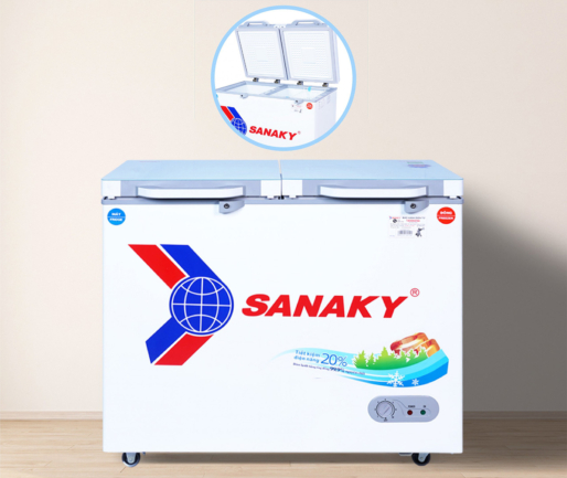 Tủ đông Sanaky 195 lít VH-2599W2KD có thiết kế 2 ngăn đông mát 2 cánh mở