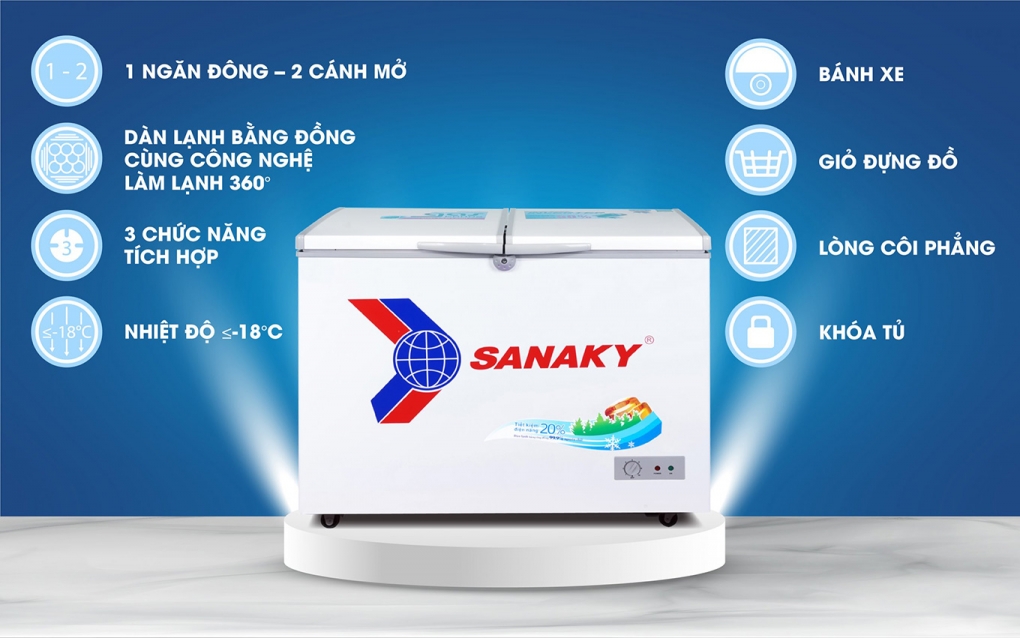 Một số tính năng nổi bật của tủ đông Sanaky 235 lít VH-2899A1 dàn lạnh đồng