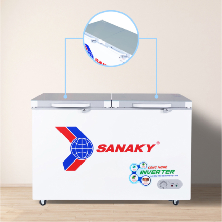 Tủ đông Sanaky inverter 235 lít VH-2899A4K nắp tủ phủ kính cường lực chắc chắn