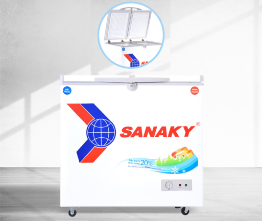 Tủ đông Sanaky VH-2899W1 với thiết kế 2 ngăn đông mát 2 cánh mở