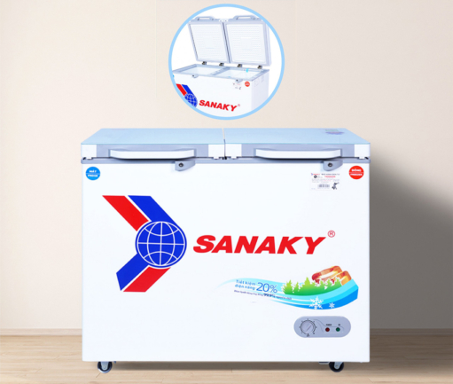 Tủ đông Sanaky VH-2899W2KD có thiết kế 2 ngăn 2 cánh mở