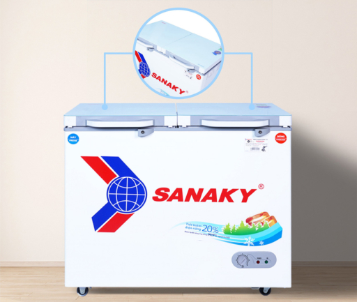 Tủ đông Sanaky 220 lít VH-2899W2KD thế hệ mới với thiết kế nắp phủ một lớp kính cường lực độc đáo
