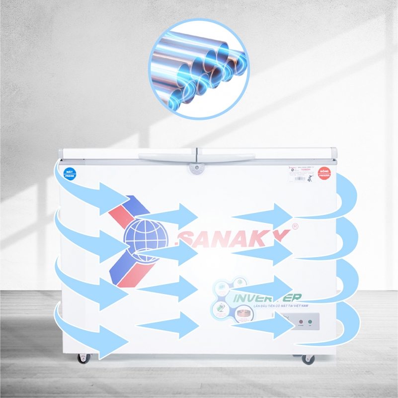Tủ đông Sanaky VH-2899W3 với thiết kế dàn lạnh ống đồng bền bỉ