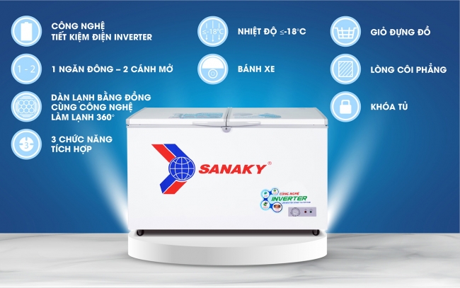 Các tính năng nổi bật của tủ đông Sanaky VH-3699A3 270 lít inverter