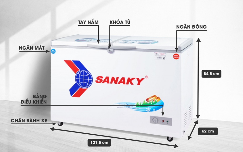 Mô tả tính năng chi tiết tủ đông Sanaky VH-3699W1 260 lít