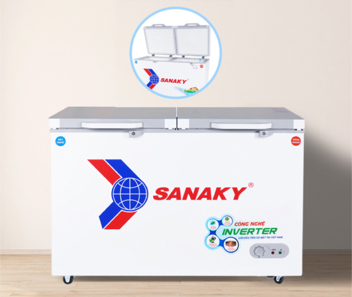 Tủ đông Sanaky VH-4099W4K với thiết kế 2 ngăn 2 cánh dỡ