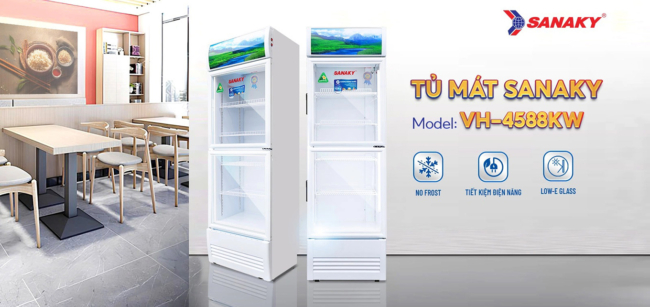 Tủ mát Sanaky VH-4588KW dung tích 400 lít 2 cánh mở trên dưới với thiết kế hiện đại