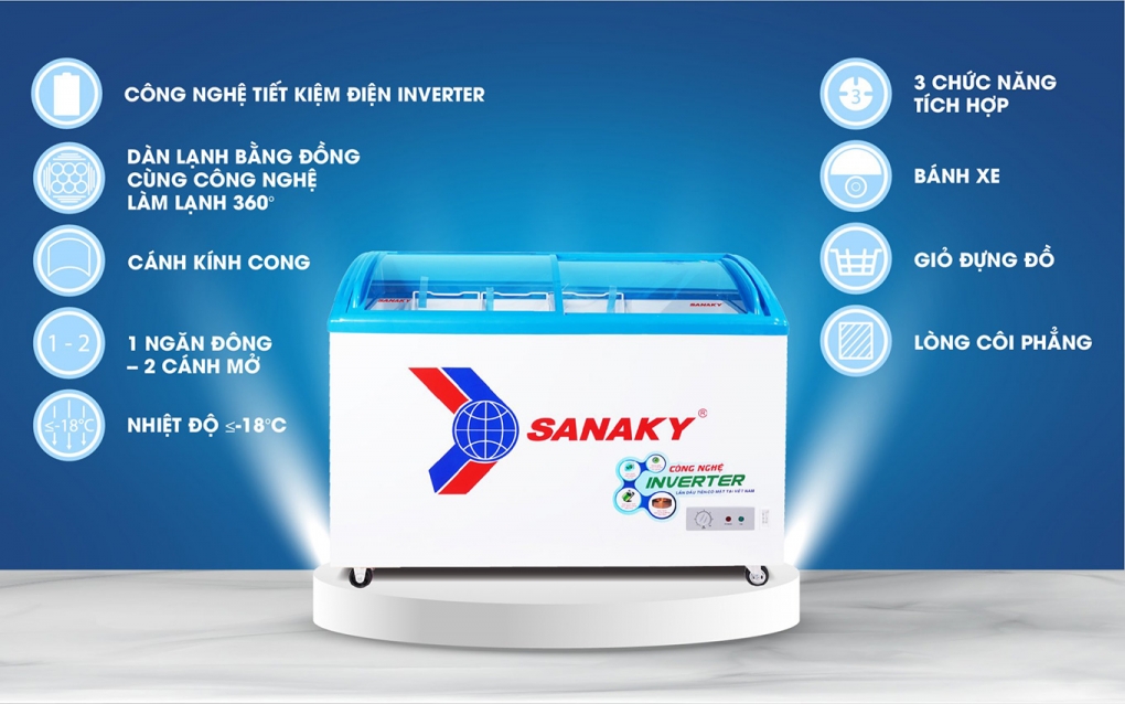 Một số tính năng nổi bật của tủ đông kính lùa Sanaky VH-4899K3