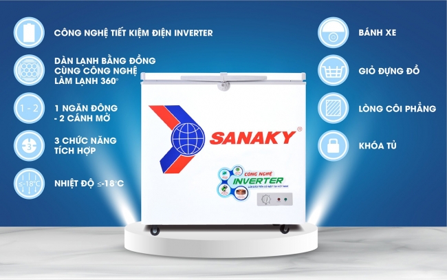 Các tính năng nổi bật của tủ đông Sanaky VH 2599A3 208 lít inverter