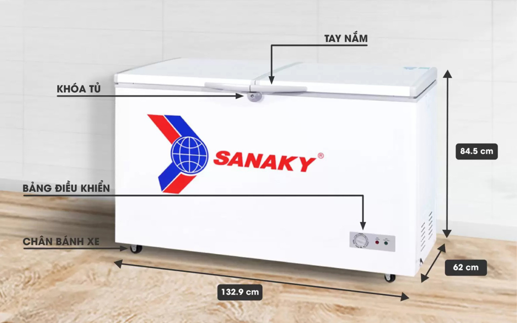Thông số kỹ thuât của tủ đông Sanaky VH-405A2
