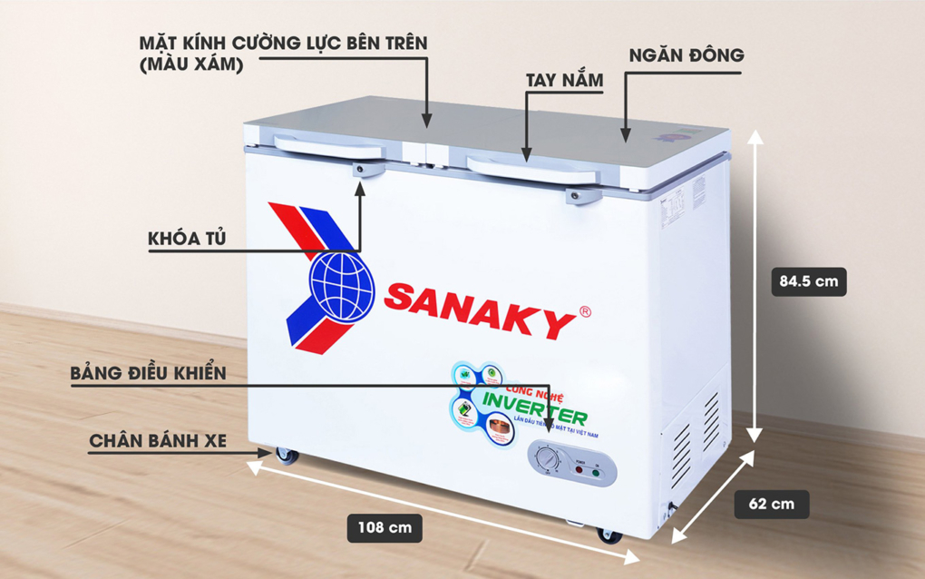 Thông số kỹ thuật tủ đông Sanaky inverter 235 lít VH-2899A4K