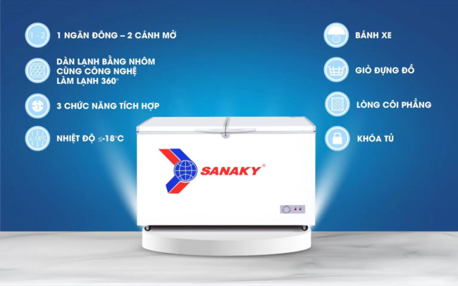 Các tính năng nổi bật của tủ đông Sanaky 270 lít VH-365A2