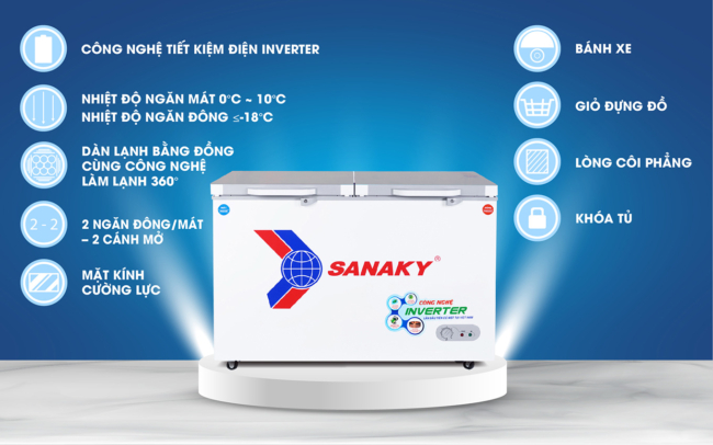 Tính năng nổi bật của tủ đông Sanaky inverter 208 lít VH-4099W4K