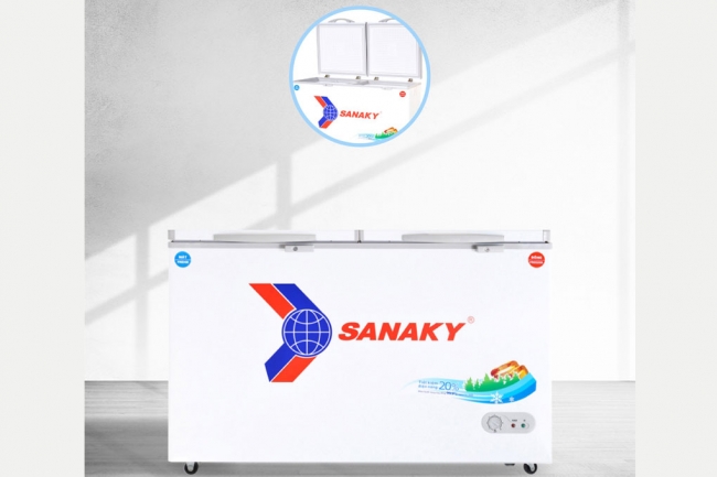 Tủ đông Sanaky VH-5699W1 365 lít 2 ngăn đông mát với 2 cánh mở