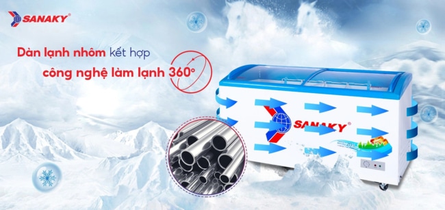 tu dong sanaky 437 lit vh 682k co dan lanh nhom va cong nghe lam lanh 360 do - Tủ đông Sanaky VH-682K 437 lít Tủ đông Sanaky VH-682K có dàn lạnh nhôm kết hợp công nghệ làm lạnh 360 độ