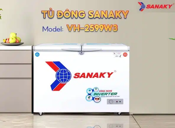 Tổng quan thiết kế của tủ đông Sanaky VH-2599W3 inverter