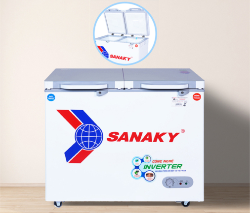 Tủ đông Sanaky inverter VH-2899W4K có 2 ngăn đông mát 2 cánh dỡ